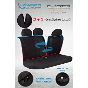 Seat İbiza Eski̇ Lüx Yarı Deri Oto Koltuk Kılıfı Ön Arka Takım Chester Si̇yah Kirmizi