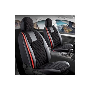 Opel Astra J Hb Lüx Yarı Deri Oto Koltuk Kılıfı Ön Arka Takım Chester Si̇yah Kirmizi
