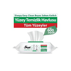 Easy Clean Beyaz Sabun Katkılı Yüzey Temizlik Havlusu 6x100 (600 Yaprak)