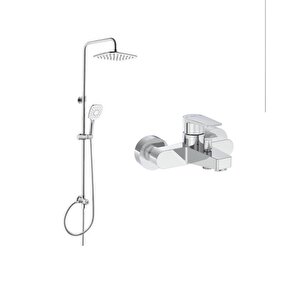 Flow Square Krom Banyo Bataryası + Artema Ls20 Joy 3s Robot Tepe Dus Seti