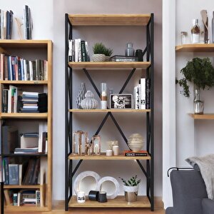 Dekoratif Çok Amaçlı Kitaplık 5 Raflı 30*70*160