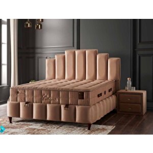 Çift Kişilik Baza Başlık Paket Yaylı Yatak Gold 140x200