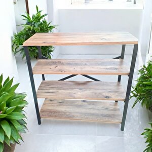 Metal Ayakli Çok Amaçli 4 Rafli Dekorati̇f Ki̇taplik Mutfak Dolabi Ayakkabilik