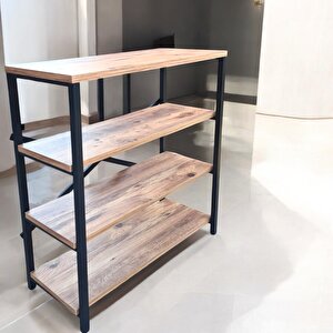 Metal Ayakli Çok Amaçli 4 Rafli Dekorati̇f Ki̇taplik Mutfak Dolabi Ayakkabilik