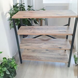 Metal Ayakli Çok Amaçli 4 Rafli Dekorati̇f Ki̇taplik Mutfak Dolabi Ayakkabilik