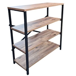 Metal Ayakli Çok Amaçli 4 Rafli Dekorati̇f Ki̇taplik Mutfak Dolabi Ayakkabilik