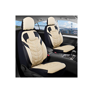 Bmw 1 Seri̇si̇ 120 Lüx Deri Oto Koltuk Kılıfı Ön Arka Takım Set Classy Bej Si̇yah