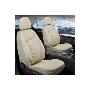 Citroen C4 Lüx Deri Oto Koltuk Kılıfı Ön Arka Takım Set Classy Bej Bej