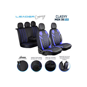 Fiat Bravo Lüx Deri Oto Koltuk Kılıfı Ön Arka Takım Set Classy Si̇yah Mavi̇ Siyah - Mavi