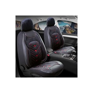 Hyundai Matrix Lüx Deri Kadife Detaylı Oto Koltuk Kılıfı Ön Arka Takım Prosev Si̇yah Kirmizi Siyah - Kırmızı