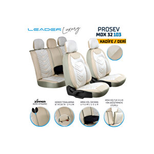 Nissan Patfinder Lüx Deri Kadife Detaylı Oto Koltuk Kılıfı Ön Arka Takım Prosev Bej Bej