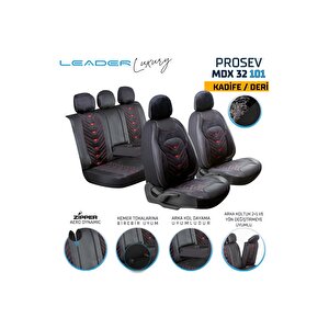 Nissan Country Lüx Deri Kadife Detaylı Oto Koltuk Kılıfı Ön Arka Takım Prosev Si̇yah Kirmizi Siyah - Kırmızı