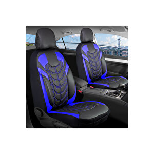 Renault Latitude Lüx Deri Oto Koltuk Kılıfı Ön Arka Takım Set Classy Si̇yah Mavi̇ Siyah - Mavi
