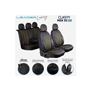 Chevrolet Aveo Lüx Deri Oto Koltuk Kılıfı Ön Arka Takım Set Classy Si̇yah Sari Siyah - Sarı