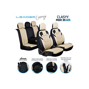 Ssanyoung Korando Sports Lüx Deri Oto Koltuk Kılıfı Ön Arka Takım Set Classy Bej Si̇yah Siyah - Bej