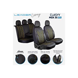 Citroen C3 Air Cros Lüx Deri Oto Koltuk Kılıfı Ön Arka Takım Set Classy Si̇yah Sari Siyah - Sarı