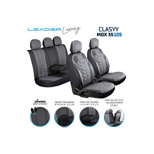 Renault Megane 1 Lüx Deri Oto Koltuk Kılıfı Ön Arka Takım Set Classy Füme Füme