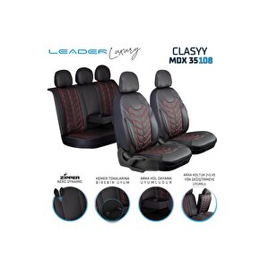 Hyundai İ10 Lüx Deri Oto Koltuk Kılıfı Ön Arka Takım Set Classy Kirmizi Si̇yah Kırmızı - Siyah