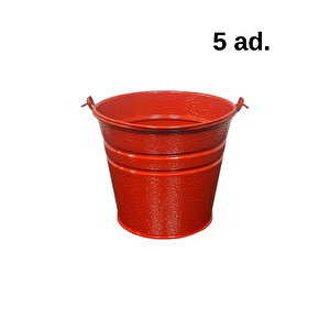 5 Adet Saplı Mini Kırmızı Renk Kova (18x13x15)