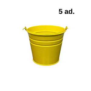 5 Adet Saplı Mini Sarı Renk Kova (18x13x15)