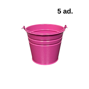 5 Adet Saplı Mini Pembe Renk Kova (18x13x15)