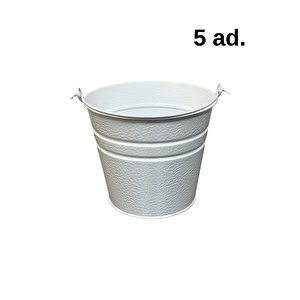 5 Adet Saplı Mini Beyaz Renk Kova (18x13x15)