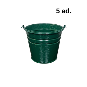5 Adet Saplı Mini Yeşil Renk Kova (18x13x15)
