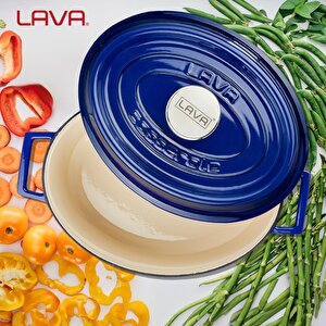 Döküm Oval Tencere. Edition Serisi Ölçü 25x31cm. Mavi