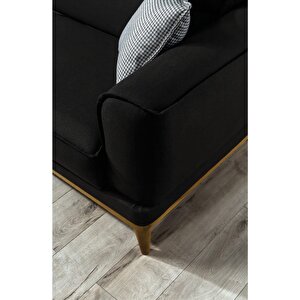 Keten Kumaşlı Gürgen İskelet Yatak Olabilen Soft Süngerli Rahat Oturuma Sahip Siyah Relax Kanepe