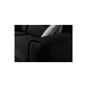 Keten Kumaşlı Gürgen İskelet Yatak Olabilen Soft Süngerli Rahat Oturuma Sahip Siyah Relax Kanepe