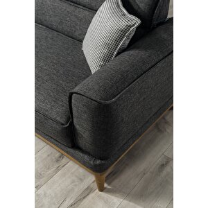 Keten Kumaşlı Gürgen İskelet Yatak Olabilen Soft Süngerli Rahat Oturuma Sahip Gri Relax Kanepe