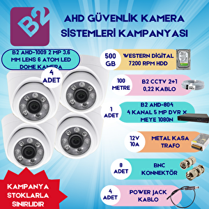 B2 Ahd 4 Domekamera 4 Kanal Güvenlik Dome Kamera Setleri