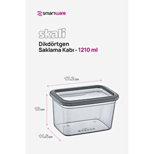 6'lı Set Skali Dikdörtgen Saklama Kabı Antrasit 1210 Ml