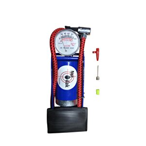 Bisiklet Pompası Top Şişirme Hava Ayak Pompası Basınç Göstergeli Tek Pistonlu