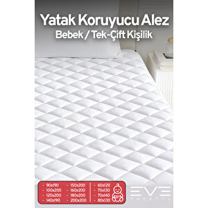 %100 Doğal Pamuk Kapitone Fitted Koruyucu Bebek - Tek - Çift Kapitoneli Yatak Koruyucu Alez 80x130 cm