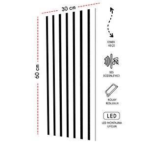 Mdf Akustik Duvar Ve Tavan Kaplama Paneli 30x60 Cm - Beyaz
