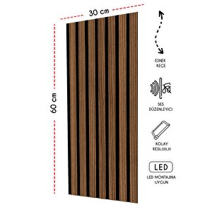 Mdf Akustik Duvar Ve Tavan Kaplama Paneli 30x60 Cm - Barok