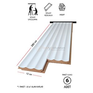 Mdf Ahşap Duvar Ve Tavan Lambri Kaplama - Dalgalı - 12cm X 280cm (6 Adet)
