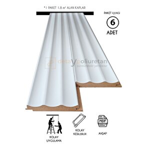Mdf Ahşap Duvar Ve Tavan Lambri Kaplama - Dalgalı - 12cm X 280cm (6 Adet)