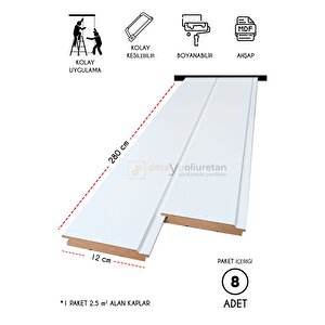 Mdf Ahşap Duvar Ve Tavan Lambri Kaplama - Düz - 12cm X 280cm (8 Adet)