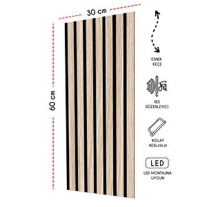 Mdf Akustik Duvar Ve Tavan Kaplama Paneli 30x60 Cm -Naturalmeşe