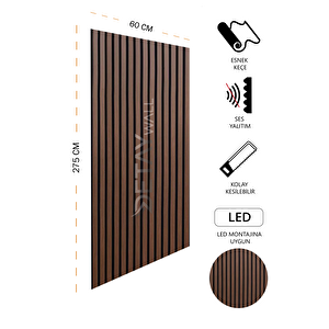 Mdf Ahşap Akustik Duvar Paneli - 60x275 Cm - Barok