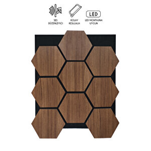 Ahşap Altıgen Duvar Ve Tavan Kaplama Paneli - 60x70cm - Teak