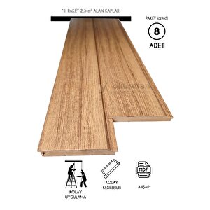 Mdf Ahşap Duvar Ve Tavan Lambri Kaplama - Düz - 12cm X 280cm (8 Adet)
