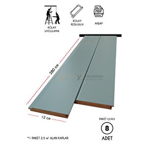 Mdf Ahşap Duvar Ve Tavan Lambri Kaplama - Düz - 12cm X 280 cm (8 Adet)