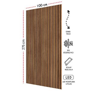 Mdf Ahşap Akustik Duvar Ve Tavan Kaplama Paneli 100x275 Cm