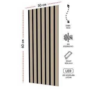 Mdf Akustik Duvar Ve Tavan Kaplama Paneli 30x60 Cm - Krem