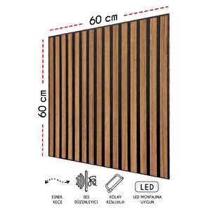 Mdf Akustik Duvar Ve Tavan Kaplama Paneli 60x60 Cm - Teak
