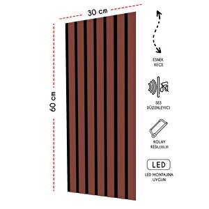 Mdf Akustik Duvar Ve Tavan Kaplama Paneli 30x60 Cm - Kiremit