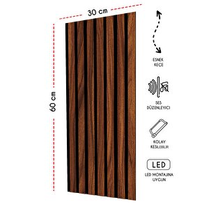 Mdf Akustik Duvar Ve Tavan Kaplama Paneli 30x60 Cm - Polisander